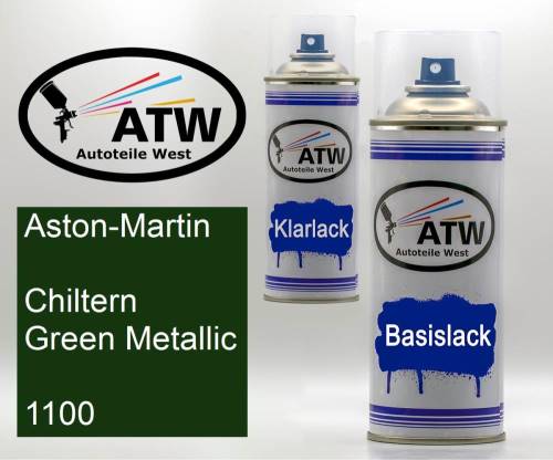 Aston-Martin, Chiltern Green Metallic, 1100: 400ml Sprühdose + 400ml Klarlack - Set, von ATW Autoteile West.